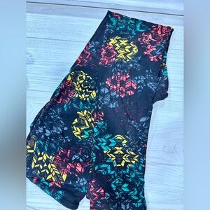 LuLaRoe Black Leggings with Red, Yellow, and Blue Patterns